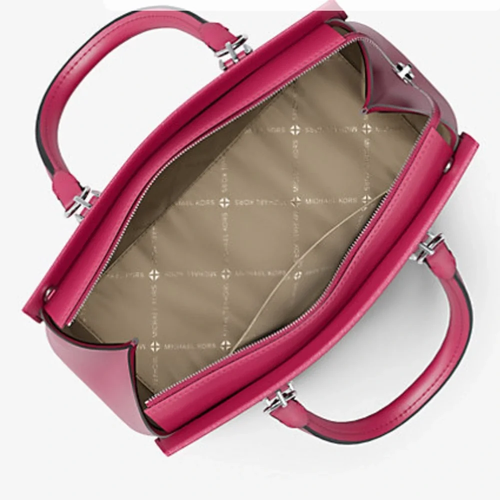 MICHAEL KORS Marilyn Medium Saffiano Leather Satchel Dark Raspberry NWT